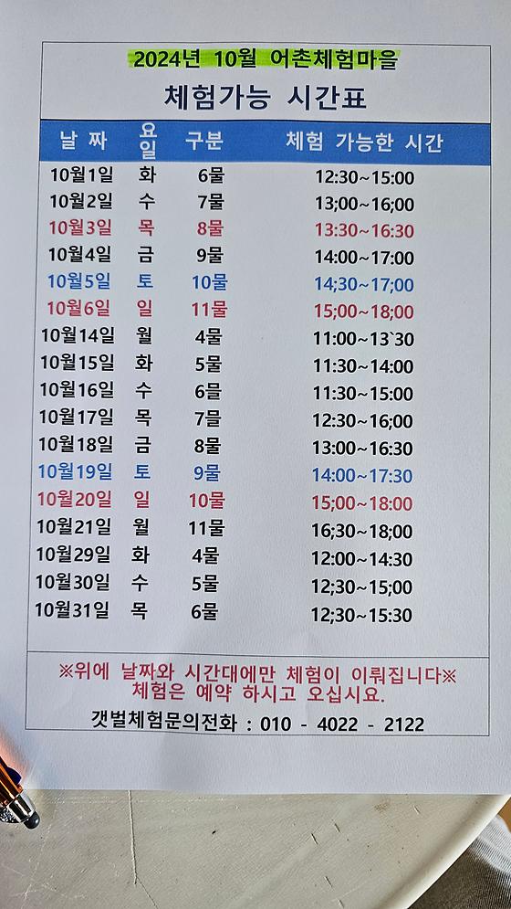 10월 물때표